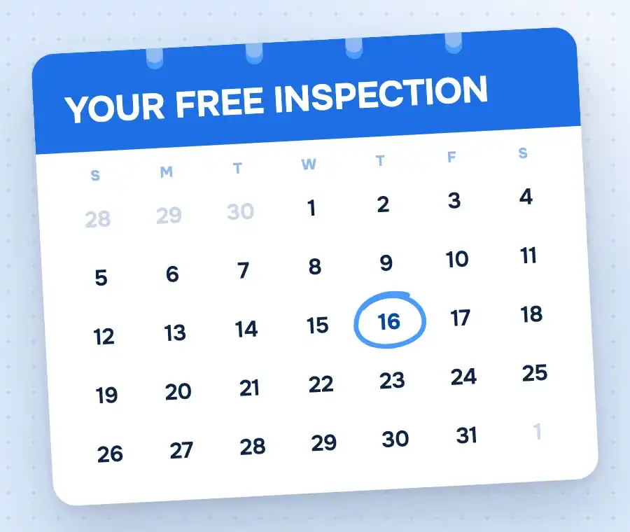 A calendar with the inspection date circled