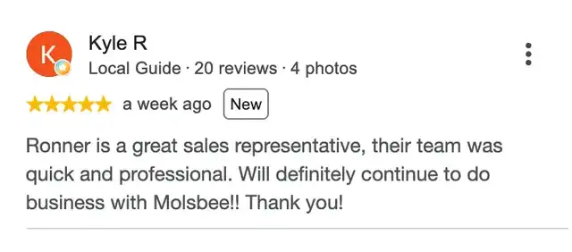 5-star Google review from Kyle R