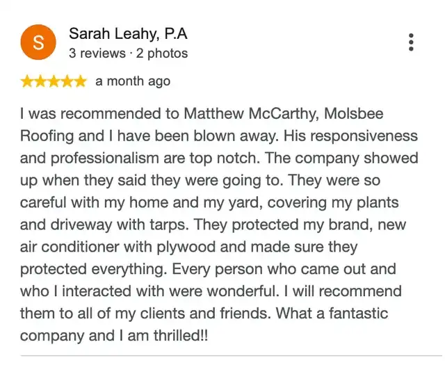 5-star Google review from Sarah Leahy, P.A