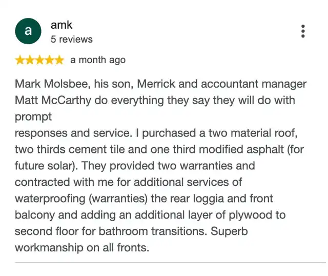 5-star Google review from amk