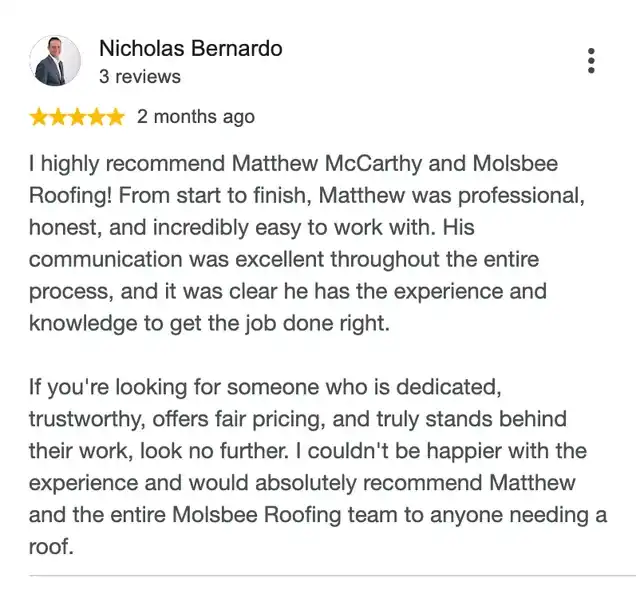 5-star Google review from Nicholas Bernardo