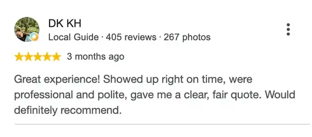 5-star Google review from DK KH