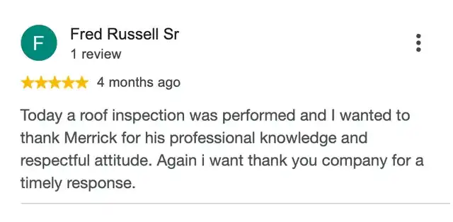 5-star Google review from Fred Russell Sr