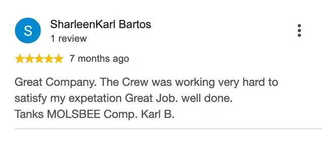 5-star Google review from SharleenKarl Bartos