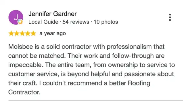 5-star Google review from Jennifer Gardner