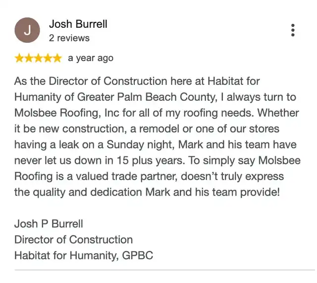 5-star Google review from Josh Burrell