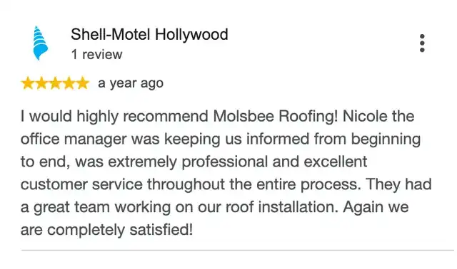 5-star Google review from Shell-Motel Hollywood