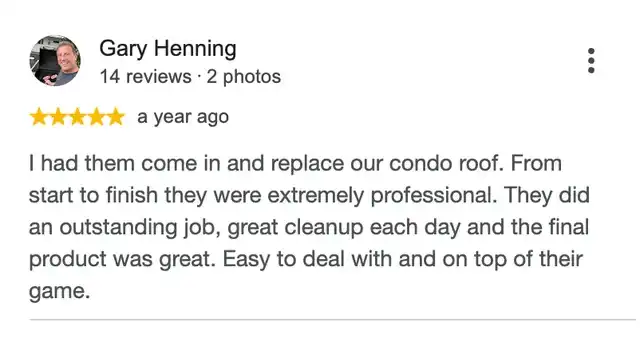 5-star Google review from Gary Henning